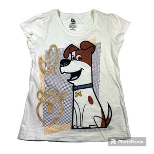 NWOT Secret Life Of Pets glitter screen print short sleeve tee Size 5